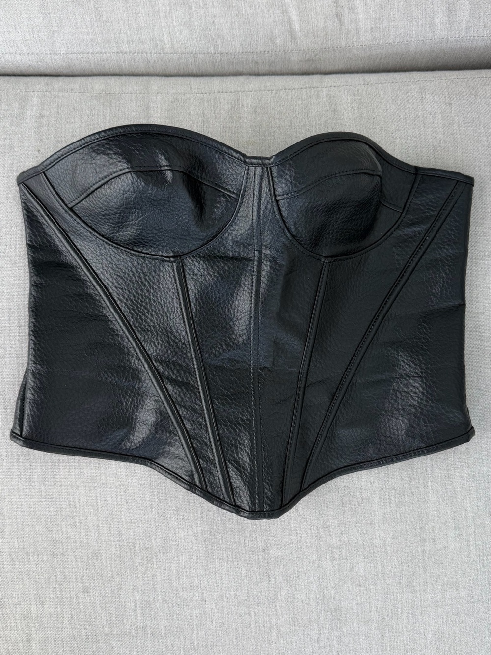 SHEIN Black Faux Leather Bustier Corset Top